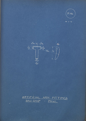 Henry Moseley & Son Ltd Artificial Arm Fittings Saw Grip - Pawl WH Tildesley Forging Technical Drawing