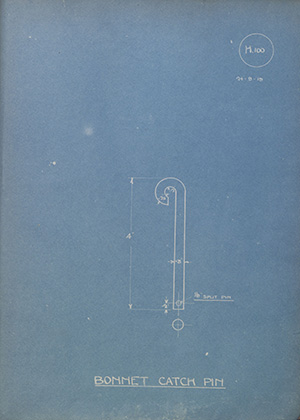 Henry Watson & Sons Bonnet Catch Pin WH Tildesley Forging Technical Drawing