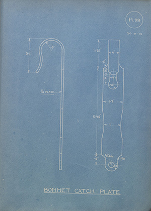 Henry Watson & Sons Bonnet Catch Plate WH Tildesley Forging Technical Drawing