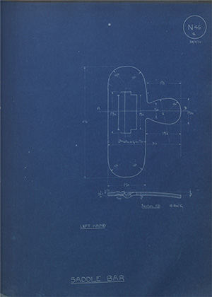 Herbert Fox & Co Ltd Saddle Bar - Left Hand WH Tildesley Forging Technical Drawing