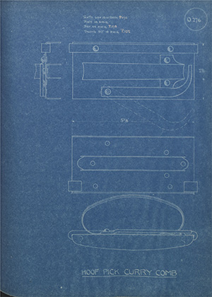 Hoof Pick Curry Comb WH Tildesley Forging Technical Drawing