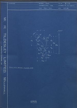 Hugh Steeper LTD AP230/4 Lever WH Tildesley Forging Technical Drawing