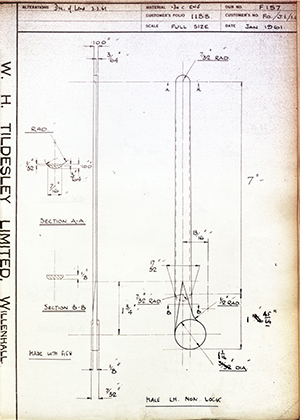 Hugh Steeper LTD FO/J1/IL Male LH Non Lock WH Tildesley Forging Technical Drawing