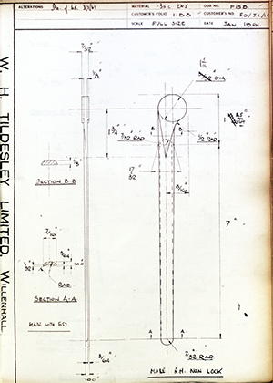 Hugh Steeper LTD FO/J1/IR Male RH Non Lock WH Tildesley Forging Technical Drawing