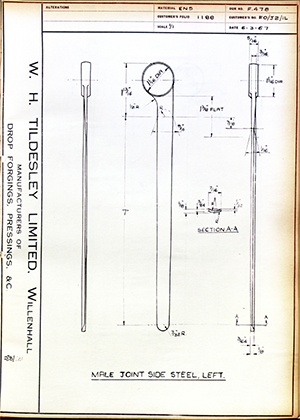 Hugh Steeper LTD FO/J2/IL Male Joint Steel - Left WH Tildesley Forging Technical Drawing