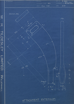 Humberside Agricultural Products Co LTD SKAGC3304 / AGB6526/1 Attachment Extension WH Tildesley Forging Technical Drawing