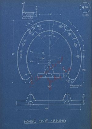 Hyde & Sons Horse Shoe - 8 Hind WH Tildesley Forging Technical Drawing