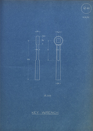 Hyde & Sons Key Wrench WH Tildesley Forging Technical Drawing