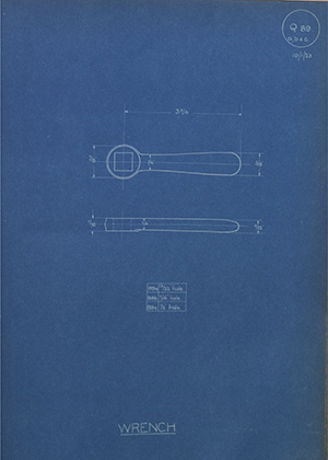 Hyde & Sons Wrench WH Tildesley Forging Technical Drawing