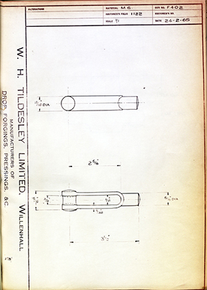 Illston & Robson LTD   WH Tildesley Forging Technical Drawing