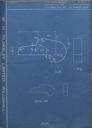 Imperial Chemical Industries Ltd MG No3172 Sear WH Tildesley Forging Technical Drawing