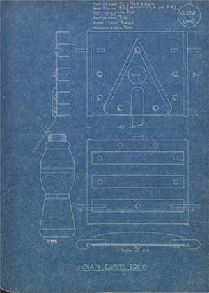 Indian Curry Comb WH Tildesley Forging Technical Drawing