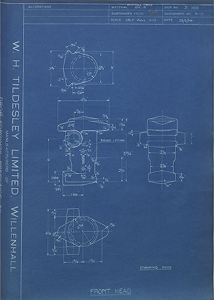 Ingersoll - Rand Company LTD R-15 Front Head WH Tildesley Forging Technical Drawing