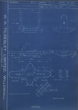 Ingersoll - Rand Company LTD R16 Handle WH Tildesley Forging Technical Drawing