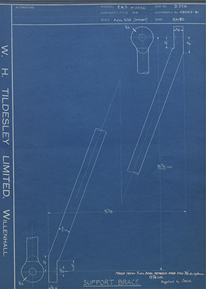 International Harvester Co of Great Britain 495415-R1 Support Brace WH Tildesley Forging Technical Drawing