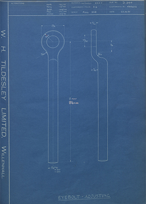 International Harvester Co of Great Britain 495672 Eyebolt - Adjusting WH Tildesley Forging Technical Drawing