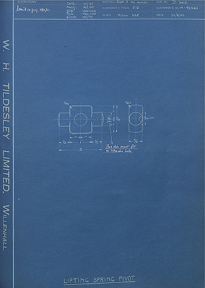 International Harvester Co of Great Britain M-42265 Lifting Spring Pivot WH Tildesley Forging Technical Drawing