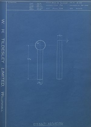 International Harvester Co of Great Britain MA-1449 Eyebolt - Adjusting WH Tildesley Forging Technical Drawing