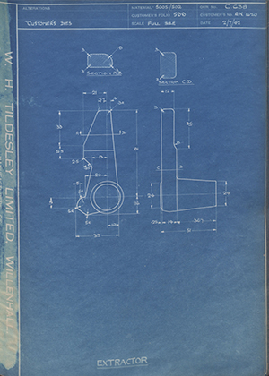 J Rawson & Sons LTD AN1620 Extractor WH Tildesley Forging Technical Drawing