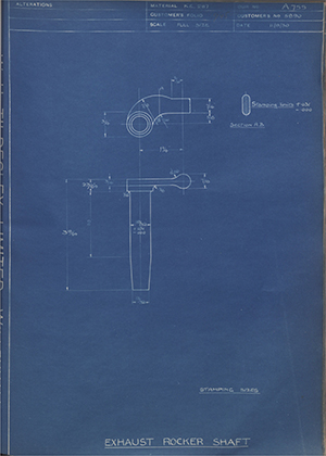 J.A Ewing & Co (London) LTD 5890 Exhaust Rocker Shaft WH Tildesley Forging Technical Drawing