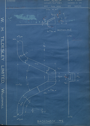 J.E Hanger & Co LTD 24 Backcheck - No6 WH Tildesley Forging Technical Drawing