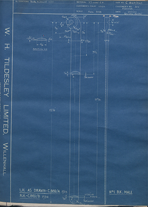 J.E Hanger & Co LTD 3IV F23 & F24 No1 BK Male WH Tildesley Forging Technical Drawing