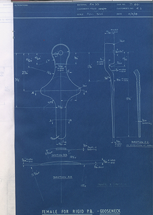 J.E Hanger & Co LTD 4S Female for Rigid PB - Gooseneck WH Tildesley Forging Technical Drawing