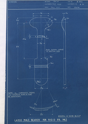 J.E Hanger & Co LTD 6.S1 Large Male Bearer for Rigid PB - MK2 WH Tildesley Forging Technical Drawing