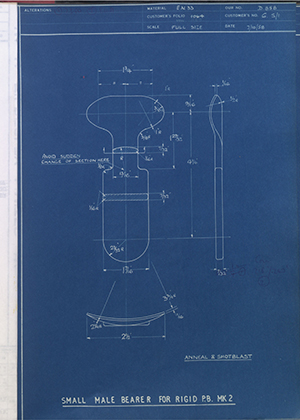 J.E Hanger & Co LTD 6.S1 Small Male Bearer for Rigid PB - MK2 WH Tildesley Forging Technical Drawing