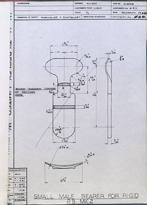 J.E Hanger & Co LTD 6.S1 Small Male Bearer for Rigid PB - MK2 WH Tildesley Forging Technical Drawing