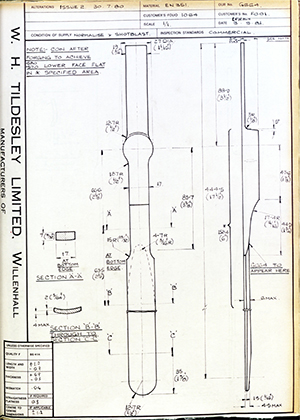 J.E Hanger & Co LTD F001  WH Tildesley Forging Technical Drawing