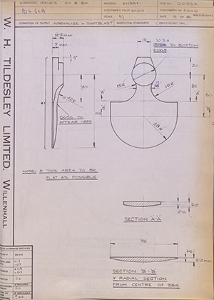 J.E Hanger & Co LTD F006  WH Tildesley Forging Technical Drawing