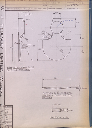 J.E Hanger & Co LTD F009  WH Tildesley Forging Technical Drawing