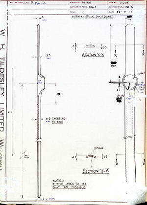 J.E Hanger & Co LTD F013  WH Tildesley Forging Technical Drawing