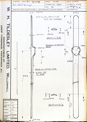 J.E Hanger & Co LTD F013  WH Tildesley Forging Technical Drawing