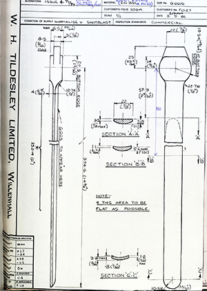 J.E Hanger & Co LTD F027  WH Tildesley Forging Technical Drawing