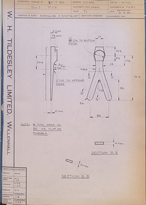 J.E Hanger & Co LTD F097 B.K Female - Childs Pattern WH Tildesley Forging Technical Drawing