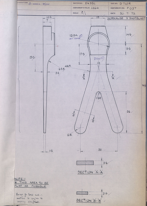 J.E Hanger & Co LTD F097 B.K Female - Childs Pattern WH Tildesley Forging Technical Drawing