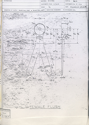 J.E Hanger & Co LTD F103 Female Flush WH Tildesley Forging Technical Drawing