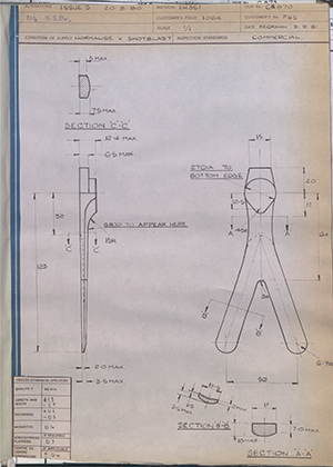 J.E Hanger & Co LTD F115  WH Tildesley Forging Technical Drawing