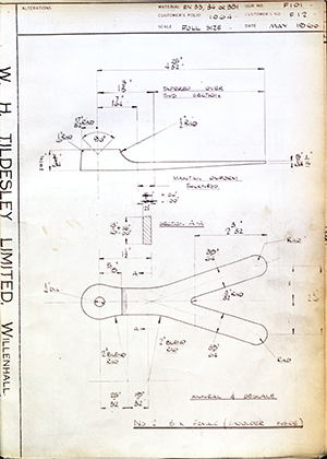 J.E Hanger & Co LTD F12 No2 - BK - Female (Shoulder Inside) WH Tildesley Forging Technical Drawing