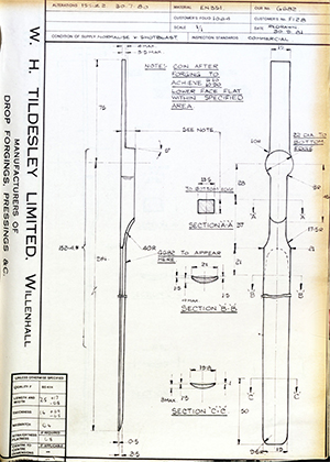 J.E Hanger & Co LTD F128  WH Tildesley Forging Technical Drawing