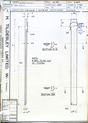 J.E Hanger & Co LTD F130  WH Tildesley Forging Technical Drawing