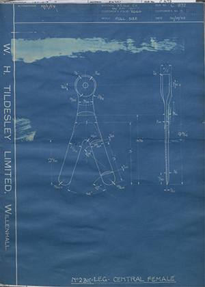 J.E Hanger & Co LTD F141 No2 - Leg - Central Female WH Tildesley Forging Technical Drawing