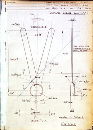 J.E Hanger & Co LTD F30 KB - Male WH Tildesley Forging Technical Drawing