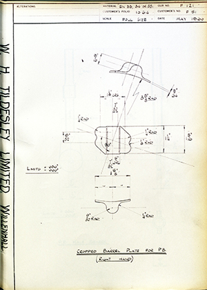 J.E Hanger & Co LTD F51 Cropped Barrel Plate for PB (Right Hand) WH Tildesley Forging Technical Drawing