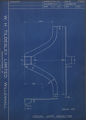 J.E Hanger & Co LTD  Keegan Check Connection WH Tildesley Forging Technical Drawing