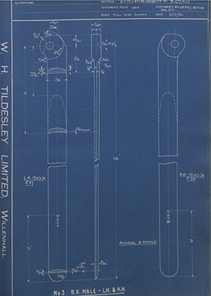 J.E Hanger & Co LTD LH F27 / RH F28 No3 - BK - Male - LH & RH WH Tildesley Forging Technical Drawing