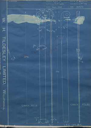 J.E Hanger &amp; Co LTD No1 / No 2 Leg No1 - BK WH Tildesley Forging Technical Drawing