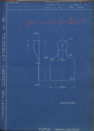 J.E Hanger & Co LTD No2 Flange for Artificial Limb Fitting WH Tildesley Forging Technical Drawing